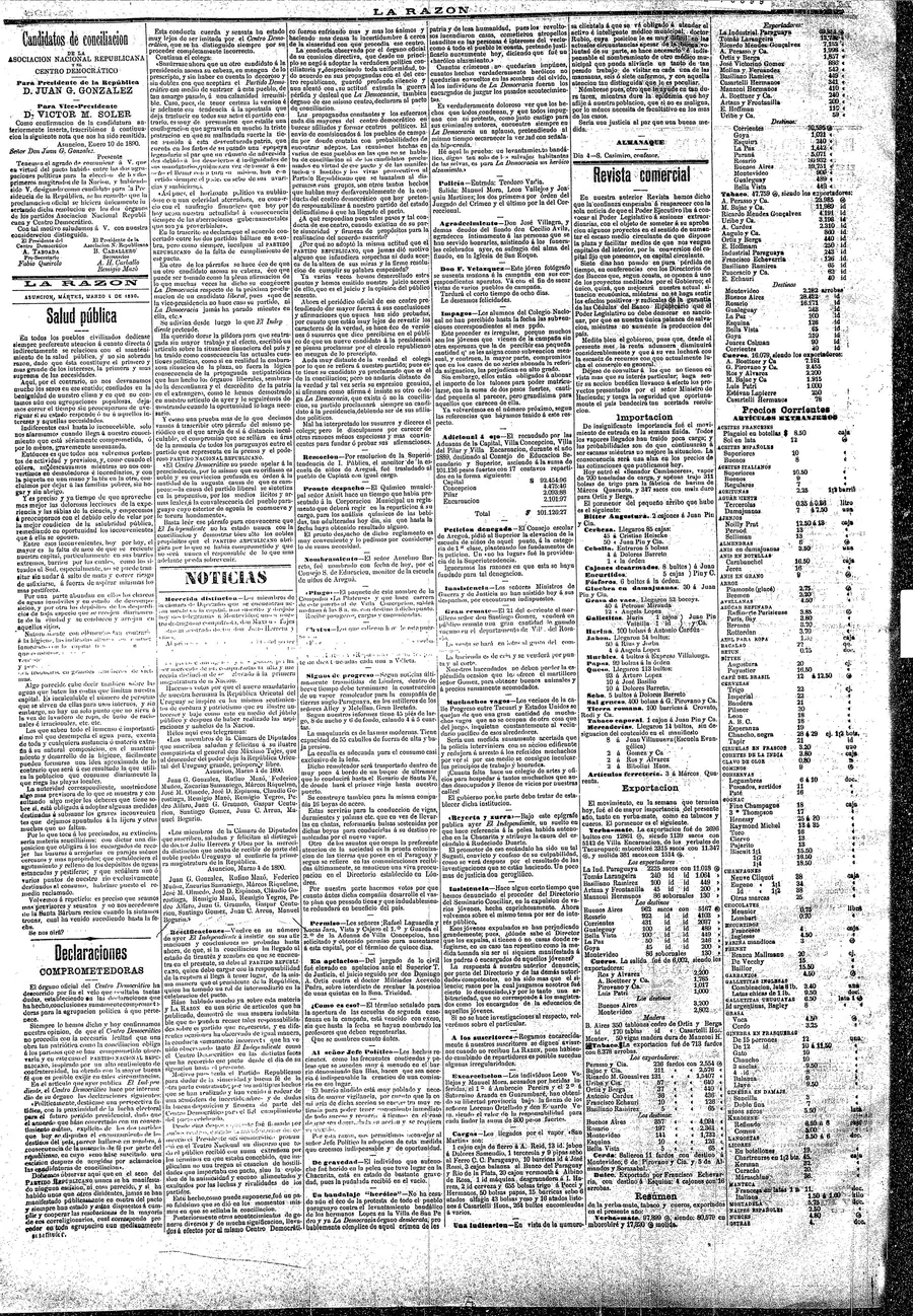 Raw scan of La Razón, page R042 · F0901: a full page of dense columns. A person can read it; a computer cannot search it.